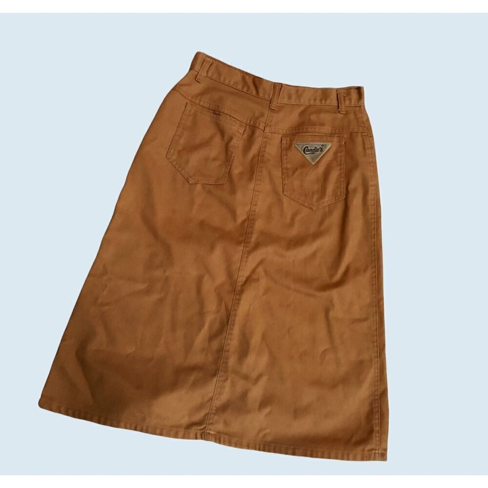 Vintage CANDIE'S Khaki Brown Rust Utility Midi Skirt 80s / 90s Size 25 - Picture 5 of 8